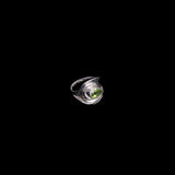 Sterling Silver Modernist Ring with Green Stone