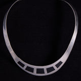 Sterling Silver Minimalist Collar Necklace with Onyx Inlay