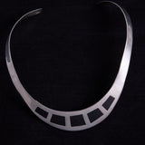 Sterling Silver Minimalist Collar Necklace with Onyx Inlay