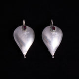 Sculptural Silver Drop Earrings with Garnet