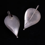 Sculptural Silver Drop Earrings with Garnet