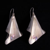 Vintage Sterling Silver Lily Flower with Pearls Earrings