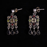Sterling Silver Drop Earrings with Multi Colored Stones