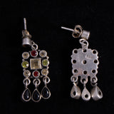 Sterling Silver Drop Earrings with Multi Colored Stones