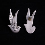 Sterling Silver Bird Shaped Stud Earrings