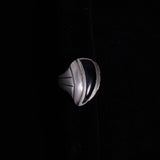 Sterling Silver Black Onyx Modernist Sculptural Ring