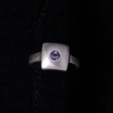Sterling Silver Modernist Square Amethyst Ring