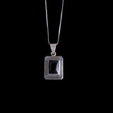 Sterling Silver Necklace with Onyx Rectangular Pendant