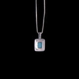 Sterling Silver Necklace with Rectangular Turquoise Pendant