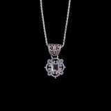 Sterling Silver Necklace with Flower and Ruby Pendant