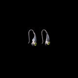 Sterling Silver Minimalist Swirl Drop Earrings with Peridot