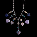 Sterling Silver Multi Stone Heart Charm Necklace