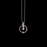 Vintage Sterling Silver Circle Pendant with Flowers and Pearl