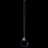 Black Onyx Pendant with Sterling Silver Flowers Necklace