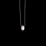 Sterling Silver Necklace with Pearl Pendant on Bar