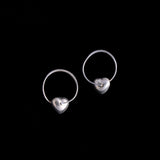 Sterling Silver Hoop Earrings with Hearts
