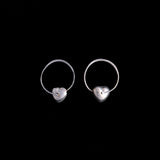 Sterling Silver Hoop Earrings with Hearts