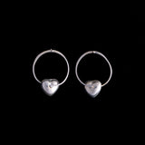 Sterling Silver Hoop Earrings with Hearts
