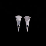 Sterling Silver Modernist Triangular Tiered Stud Earrings with Onyx Stones
