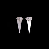 Sterling Silver Modernist Triangular Tiered Stud Earrings with Onyx Stones