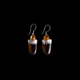 Sterling Silver Modernist Dangle Amber Earrings