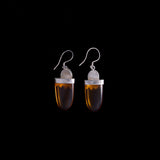 Sterling Silver Modernist Dangle Amber Earrings