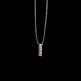 Sterling Silver Necklace with Link Pendant with Purple Stones