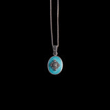 Sterling Silver Necklace with Flower Turquoise Pendant