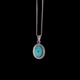 Sterling Silver Necklace with Flower Turquoise Pendant