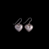 Sterling Silver Etched Heart Dangle Earrings