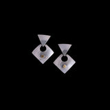 Mexico Sterling Silver Geometric Earrings with Gold Detail
