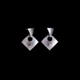 Mexico Sterling Silver Geometric Earrings with Gold Detail