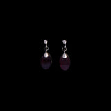 Burgundy Stone Silver Drop Earrings