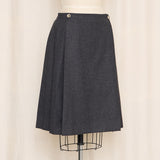 Courreges Vintage Grey Wool Pleated Skirt