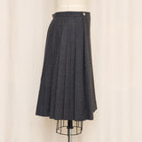 Courreges Vintage Grey Wool Pleated Skirt