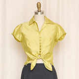 Peter Nygård Satin Collared Blouse in Mustard Yellow