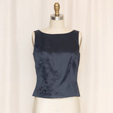 Ann Taylor 100% Silk Black Floral Beaded Top