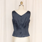 Ann Taylor 100% Silk Black Floral Beaded Top