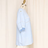 Guy Laroche Linen Blend Blue Top
