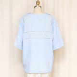 Guy Laroche Linen Blend Blue Top