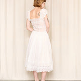 Antique White Puff Sleeve Midi Dress As Is