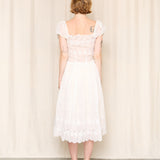Antique White Puff Sleeve Midi Dress As Is