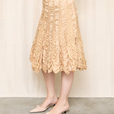 Tracy Reece Tan Silk Rushed Skirt