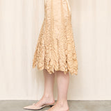 Tracy Reece Tan Silk Rushed Skirt