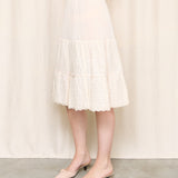 Vintage Pink Slip Skirt with Floral Embroidery