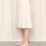 Vintage Pink Slip Skirt with Floral Embroidery