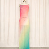 Silk Color Block Beaded Gown