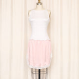Pink Silk Slip Skirt with Lace Trim