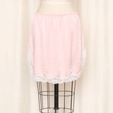 Pink Silk Slip Skirt with Lace Trim