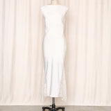 BCBG White Silk Blend Open Back Dress